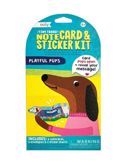Little ooly play tiny tadas notecard & sticker kit - playful pups