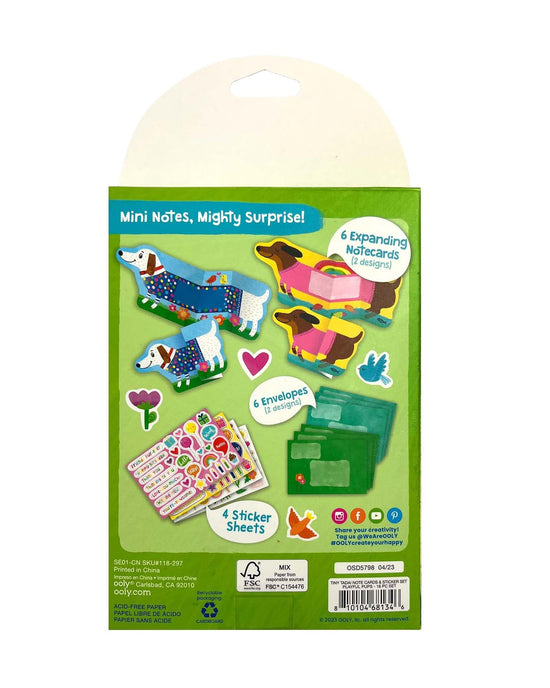 Little ooly play tiny tadas notecard & sticker kit - playful pups