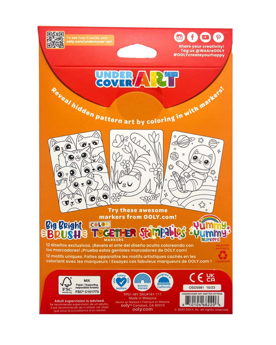Little ooly play undercover art hidden pattern coloring activity art cards smitten kittens