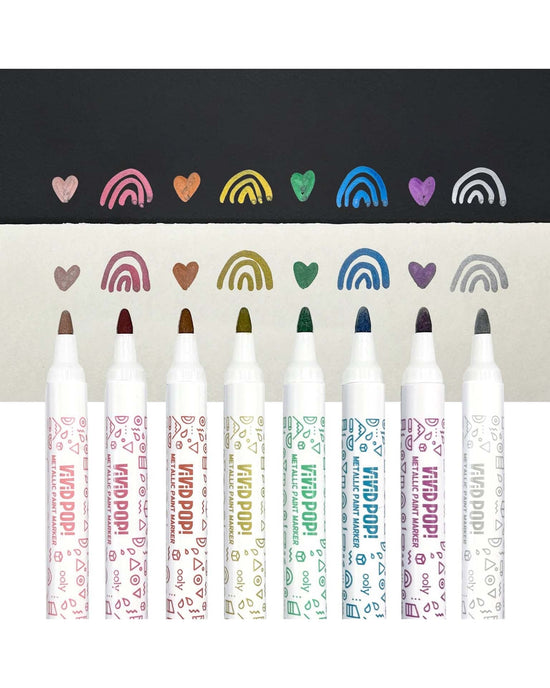 Little ooly play vivid pop! Water-based paint markers metallic set of 8
