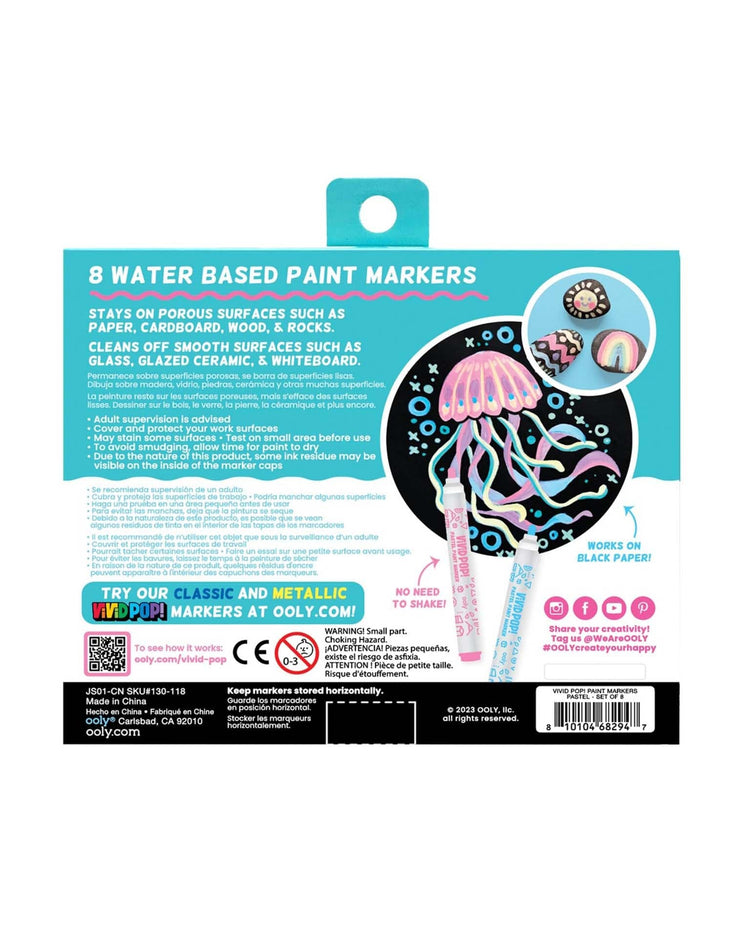 Little ooly play vivid pop! Water-based paint markers pastel set of 8