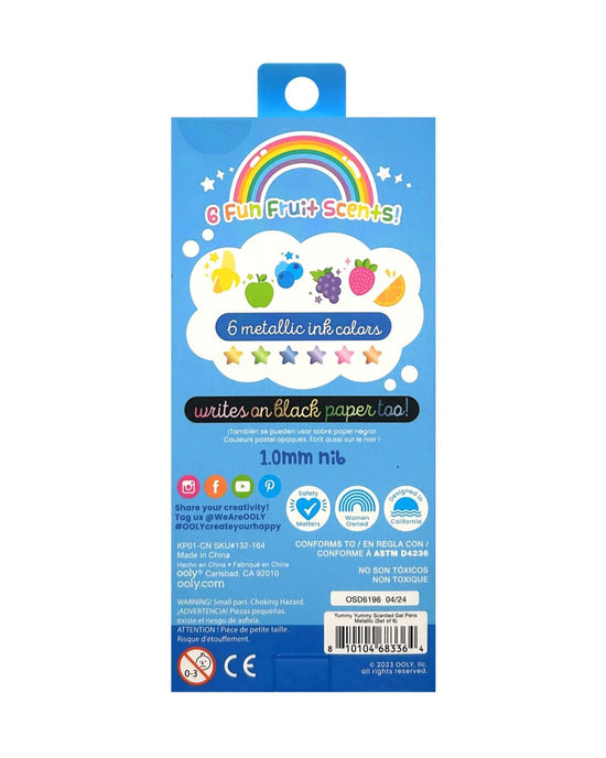 Little ooly play yummy yummy scented gel pens metallic set of 6