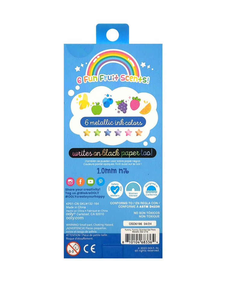 Little ooly play yummy yummy scented gel pens metallic set of 6