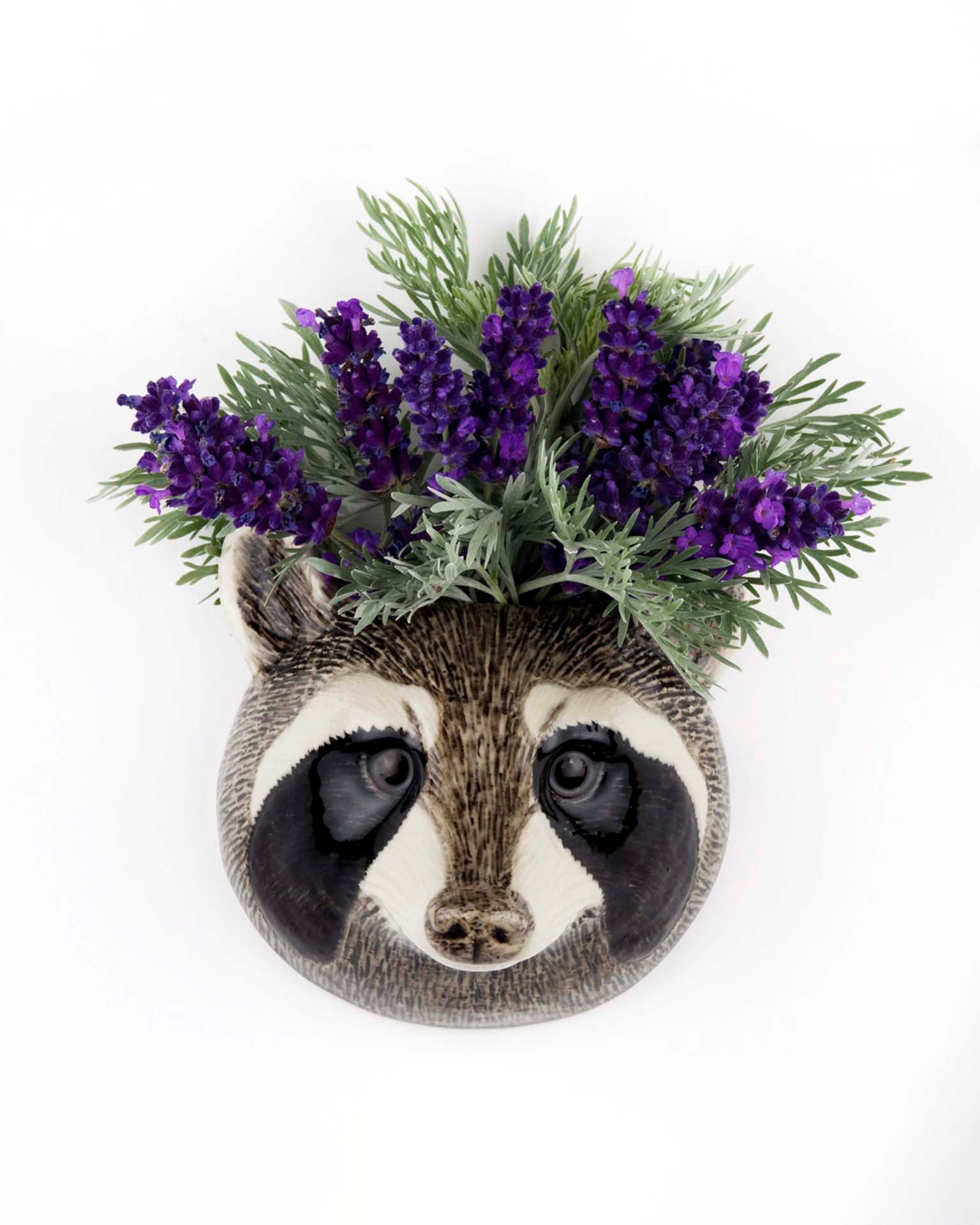 Little quail ceramics home small raccoon wall vase