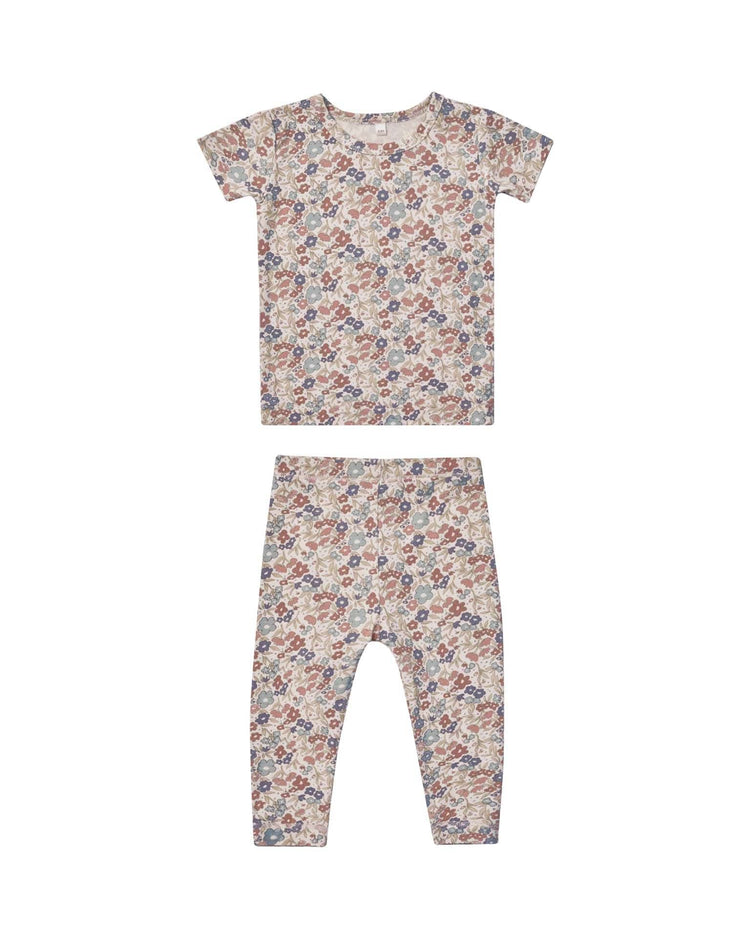 Little quincy mae baby bamboo short sleeve pajama set in bloom