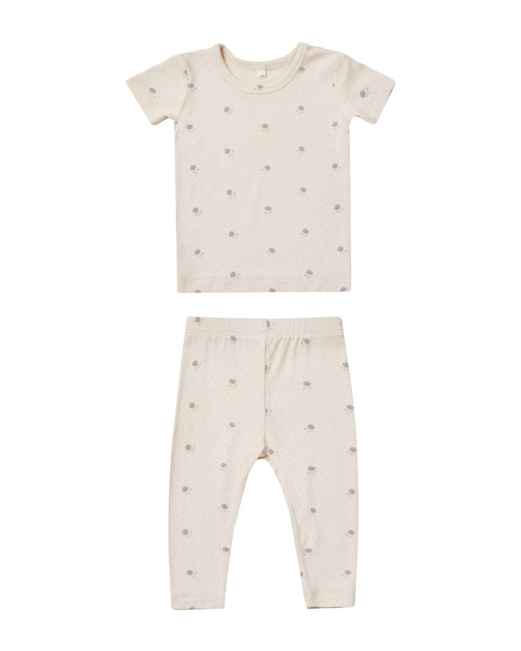 Little quincy mae baby bamboo short sleeve pajama set in sweet pea