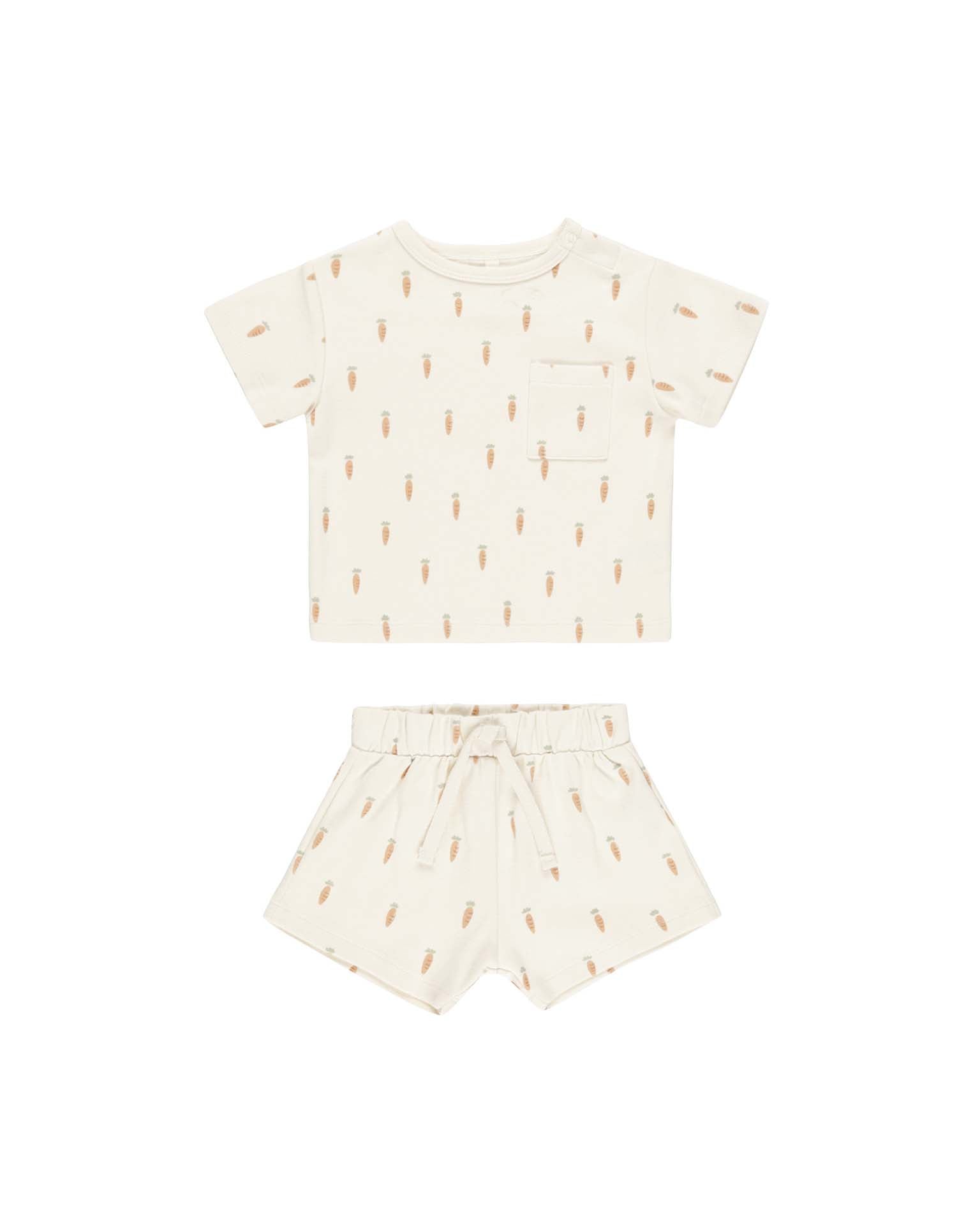 Boxy Pocket Tee + Short Set || Poppy Stripe