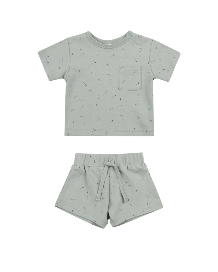 Little quincy mae baby boxy pocket tee + short set in constellations