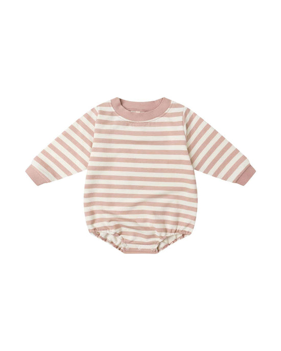 Little quincy mae baby crewneck bubble romper in pink stripe