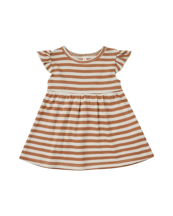 Little quincy mae baby flutter sleeve dress in clay stripe