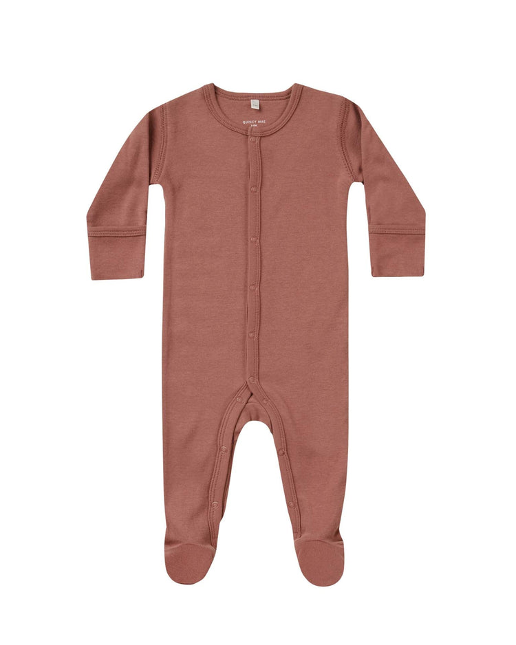 Little quincy mae baby full snap footie in berry
