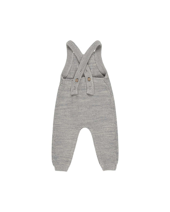 Little quincy mae baby knit overall in heathered blue