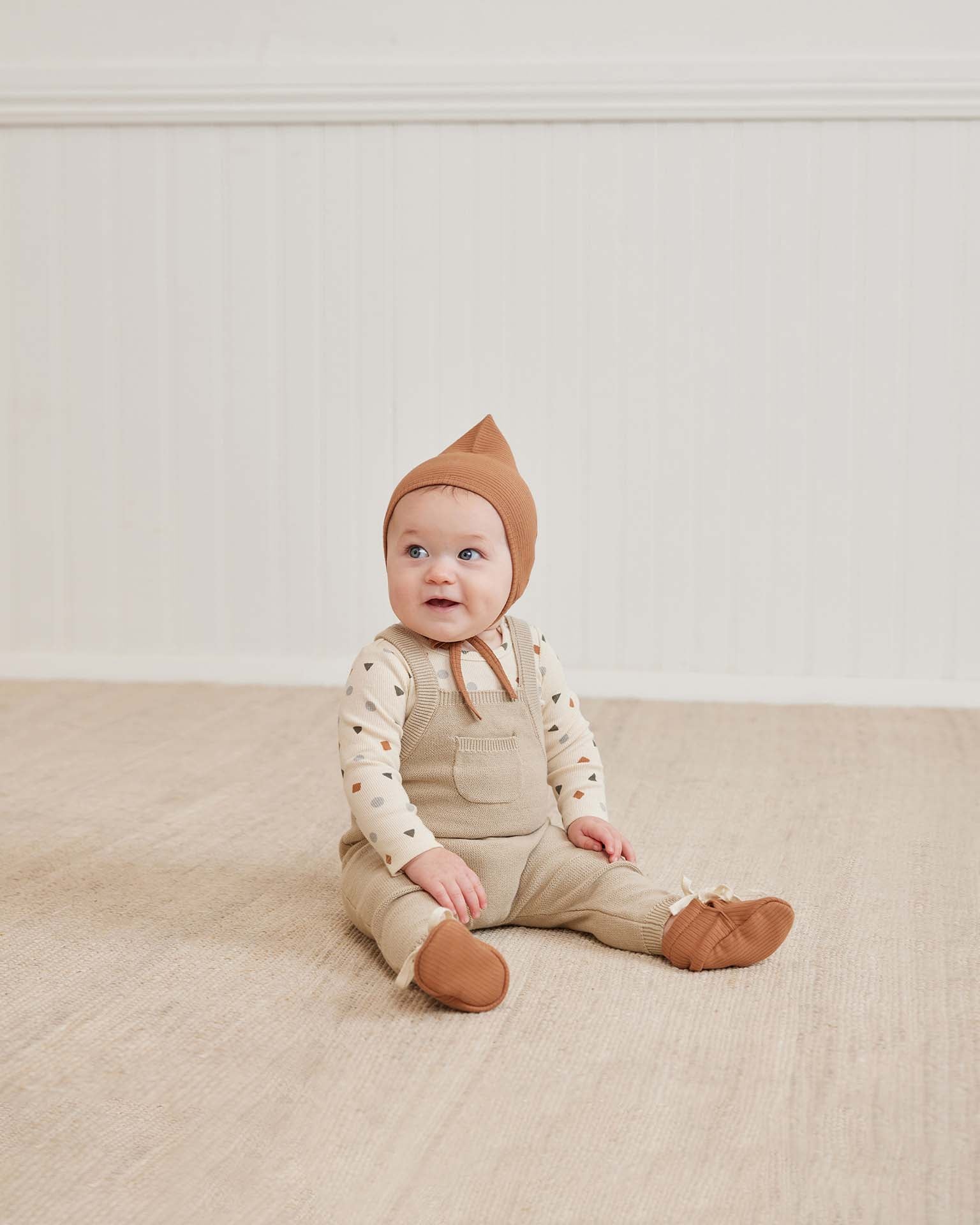 Little quincy mae BABY knit overall in sand