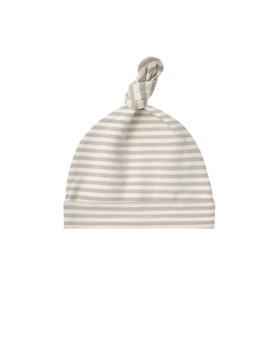Little quincy mae baby 0-6M knotted baby hat in ash stripe