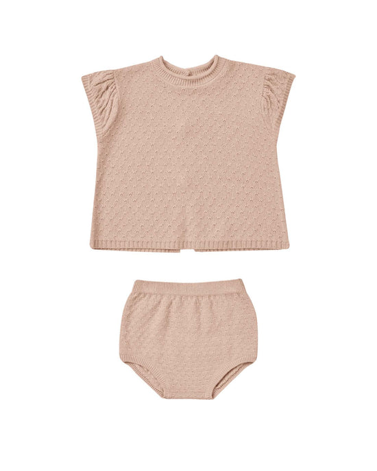 Little quincy mae baby penny knit set in blush