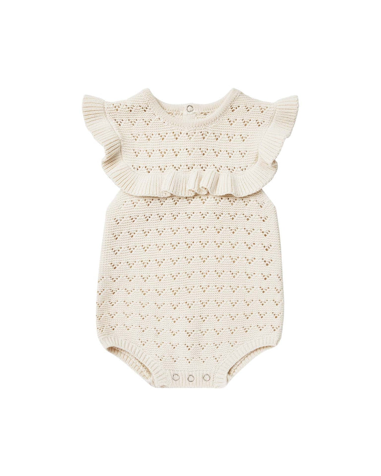 Little quincy mae baby pointelle ruffle romper in natural