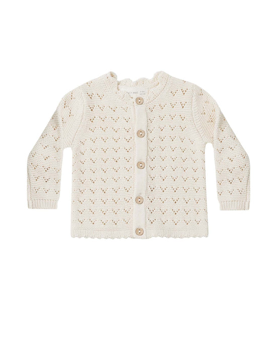 Little quincy mae baby scalloped cardigan in natural