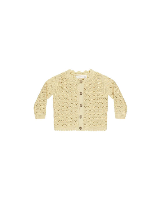 Little quincy mae baby scalloped cardigan in yellow