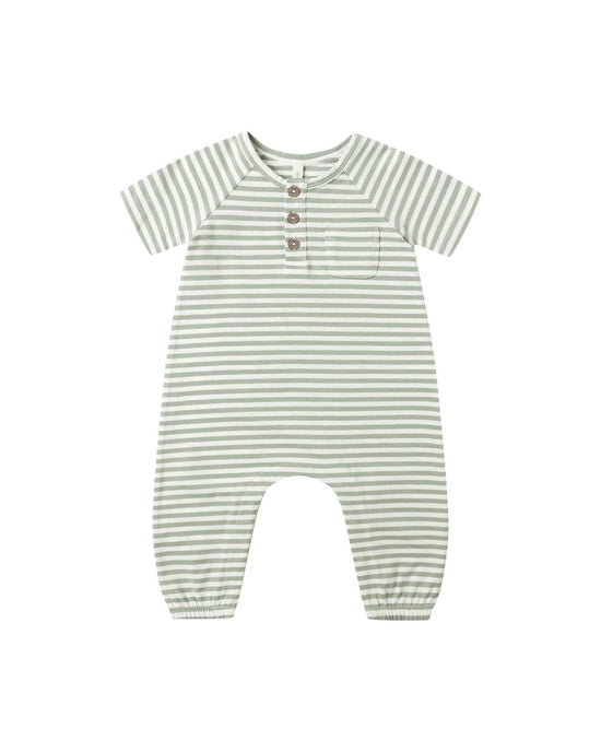 Little quincy mae baby short sleeve jumpsuit in fern stripe