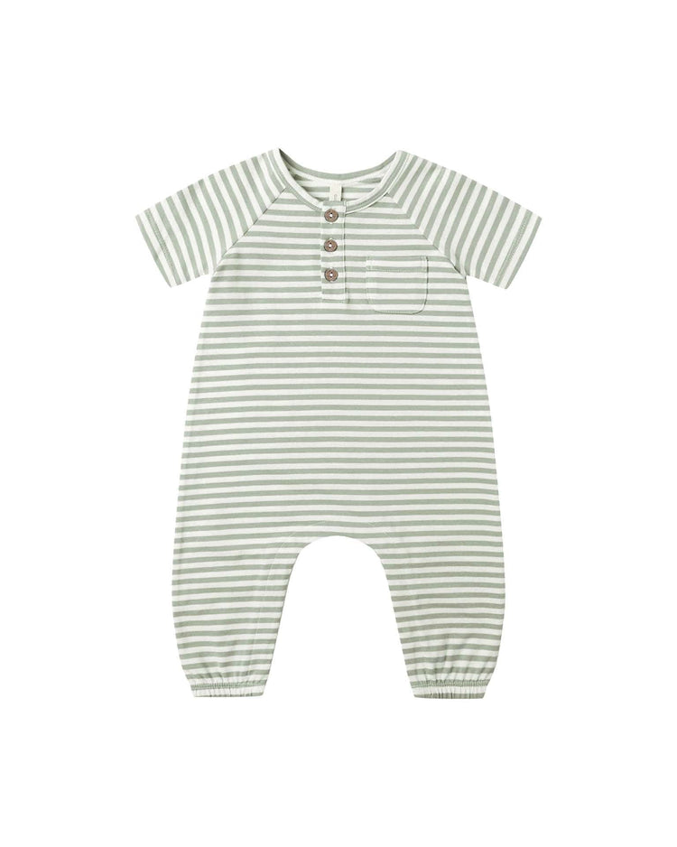 Little quincy mae baby short sleeve jumpsuit in fern stripe