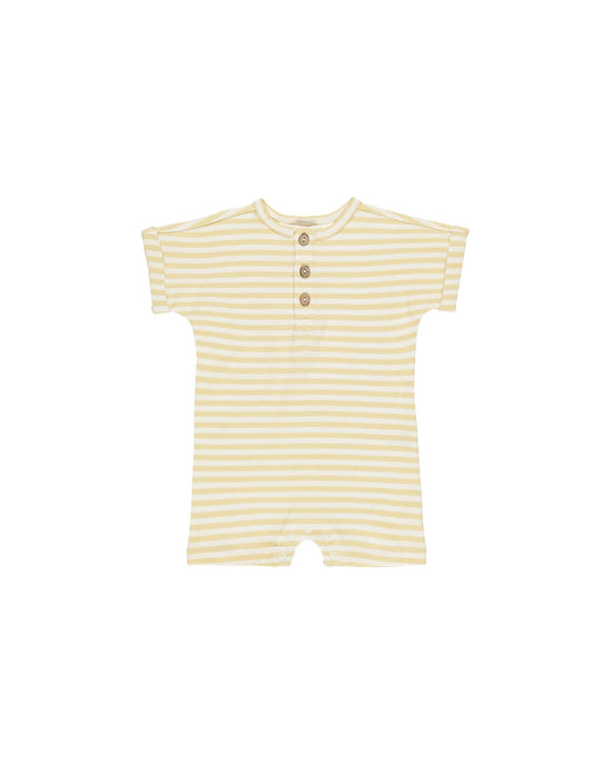 Little quincy mae baby short sleeve one-piece in yellow stripe