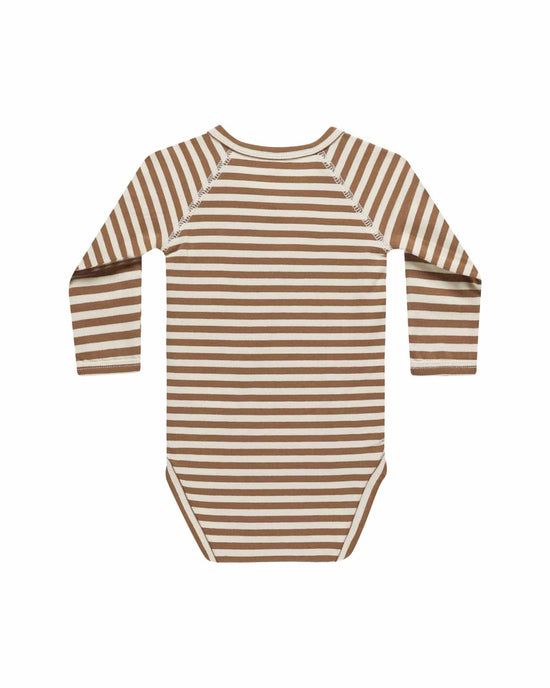 Little quincy mae baby side snap bodysuit in cinnamon stripe