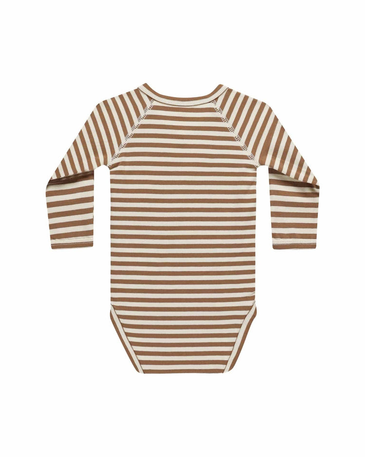 Little quincy mae baby side snap bodysuit in cinnamon stripe