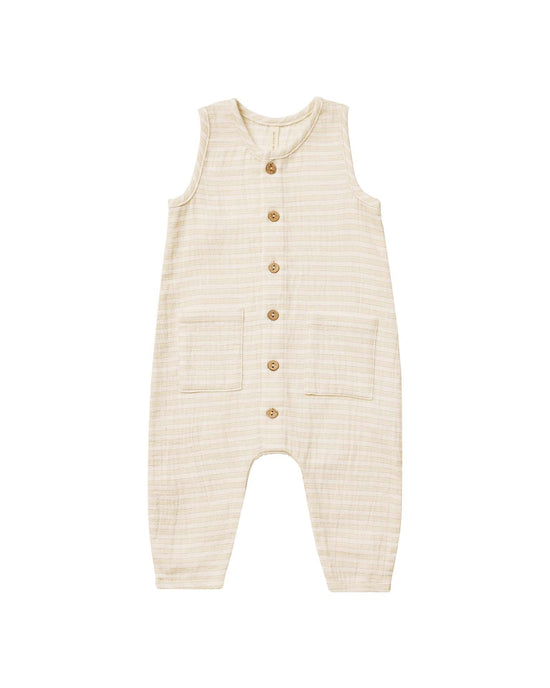 Little quincy mae baby sleeveless pocketed jumpsuit in lemon stripe