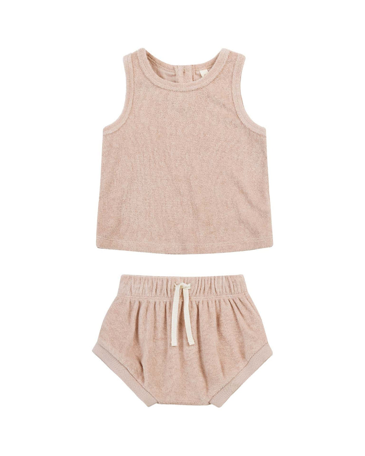 Little quincy mae baby terry tank + short set in blush