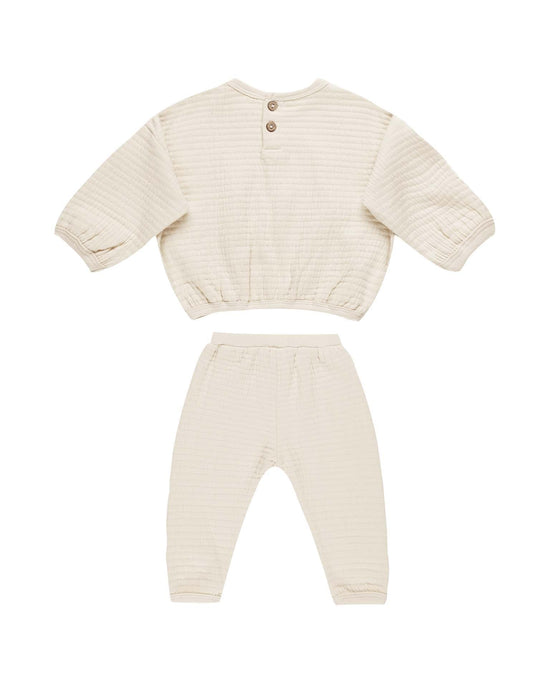 Little quincy mae baby textured sweat set in natural