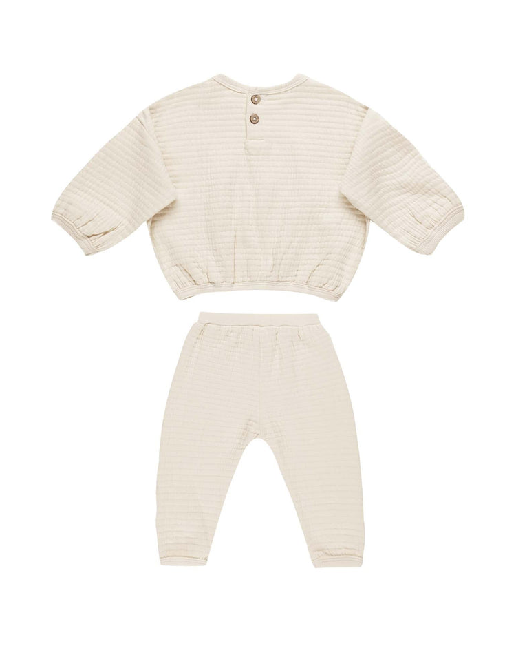 Little quincy mae baby textured sweat set in natural