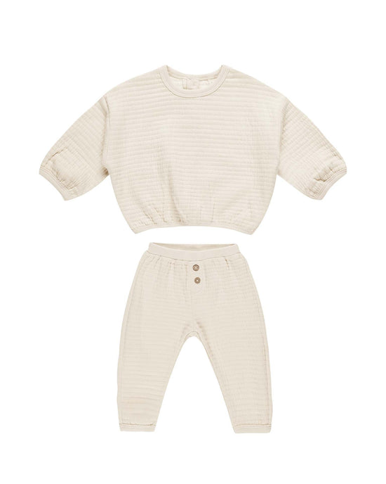 Little quincy mae baby textured sweat set in natural