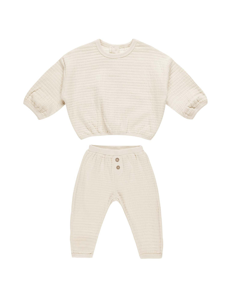 Little quincy mae baby textured sweat set in natural