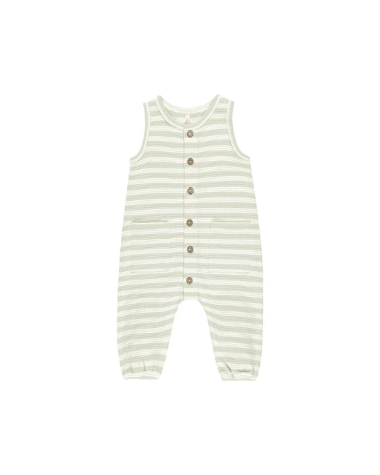 Little quincy mae baby waffle jumpsuit in mint stripe