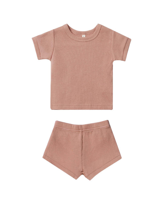 Little quincy mae baby waffle shortie set in rose