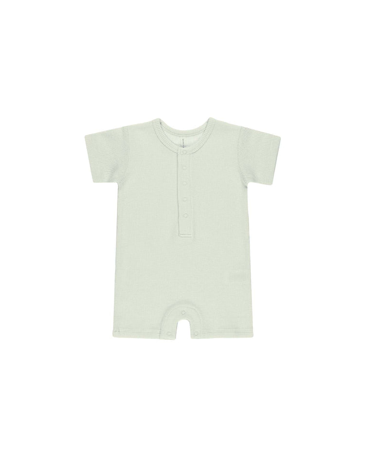 Little quincy mae baby waffle snap romper in mint