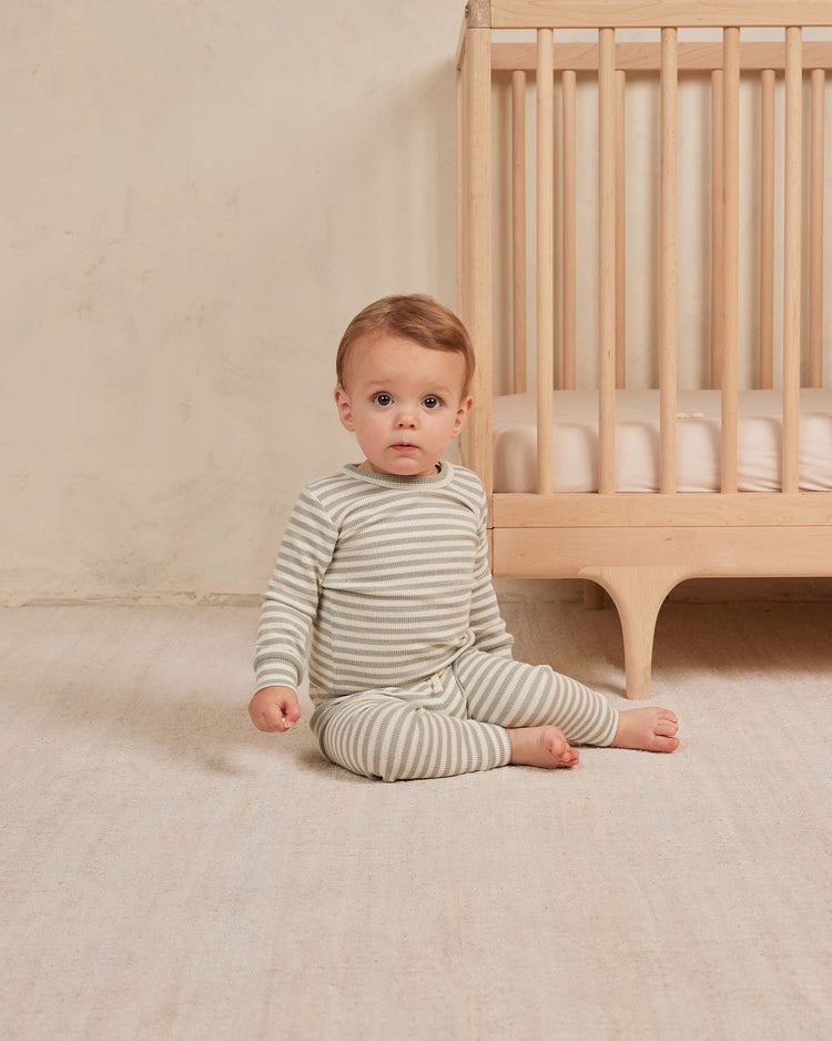 Little quincy mae baby waffle top + pant set in sky stripe