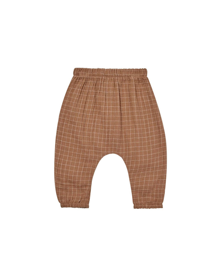 Little quincy mae BABY woven pant in cinnamon grid