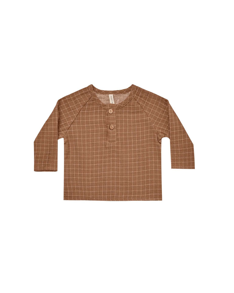 Little quincy mae BABY zion shirt in cinnamon grid