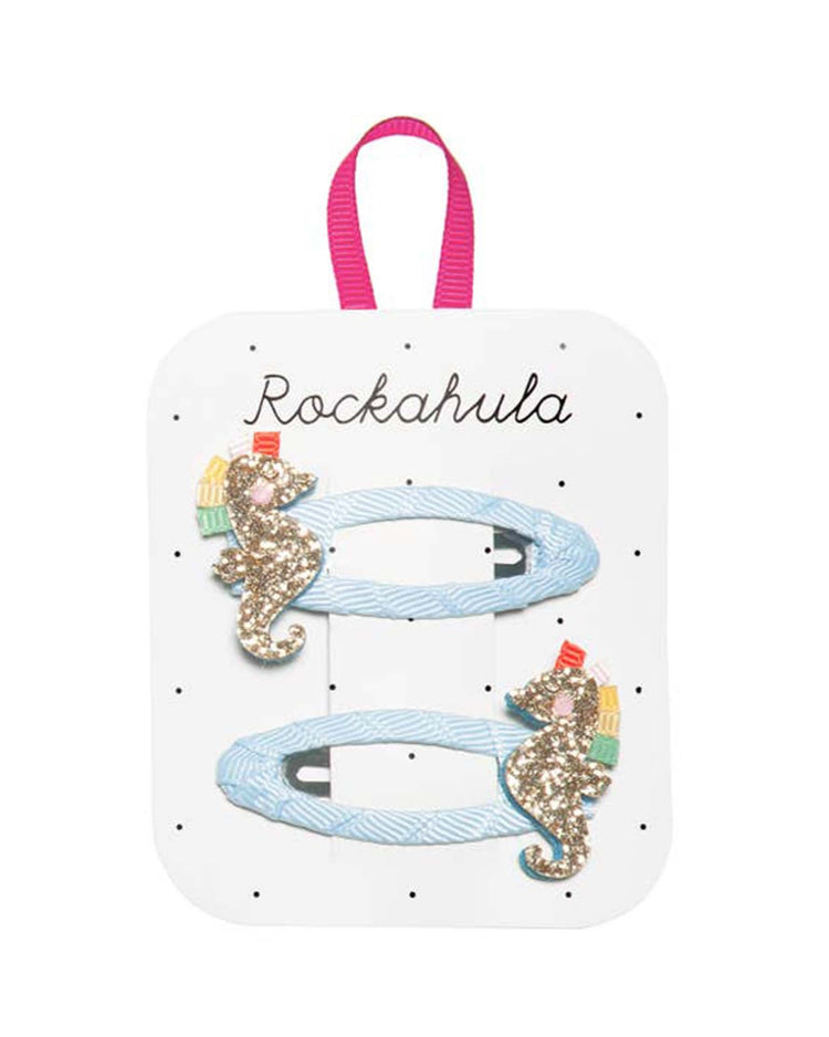 Little rockahula kids accessories glitter rainbow seahorse clips