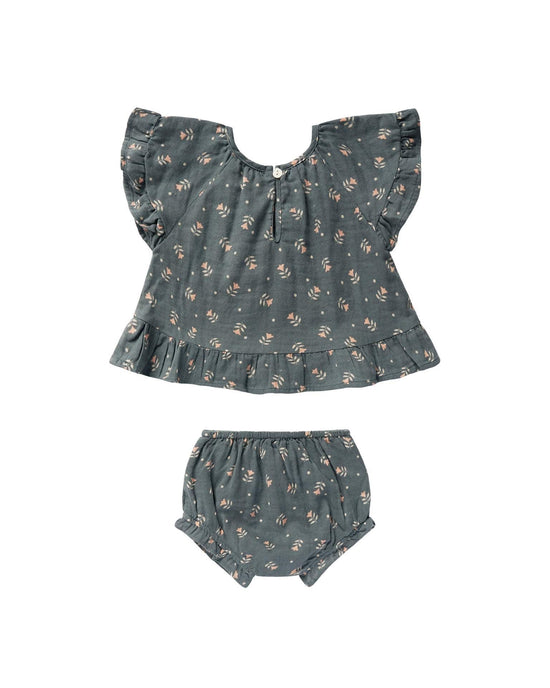 Little rylee + cru baby butterfly top + bloomer set in morning glory