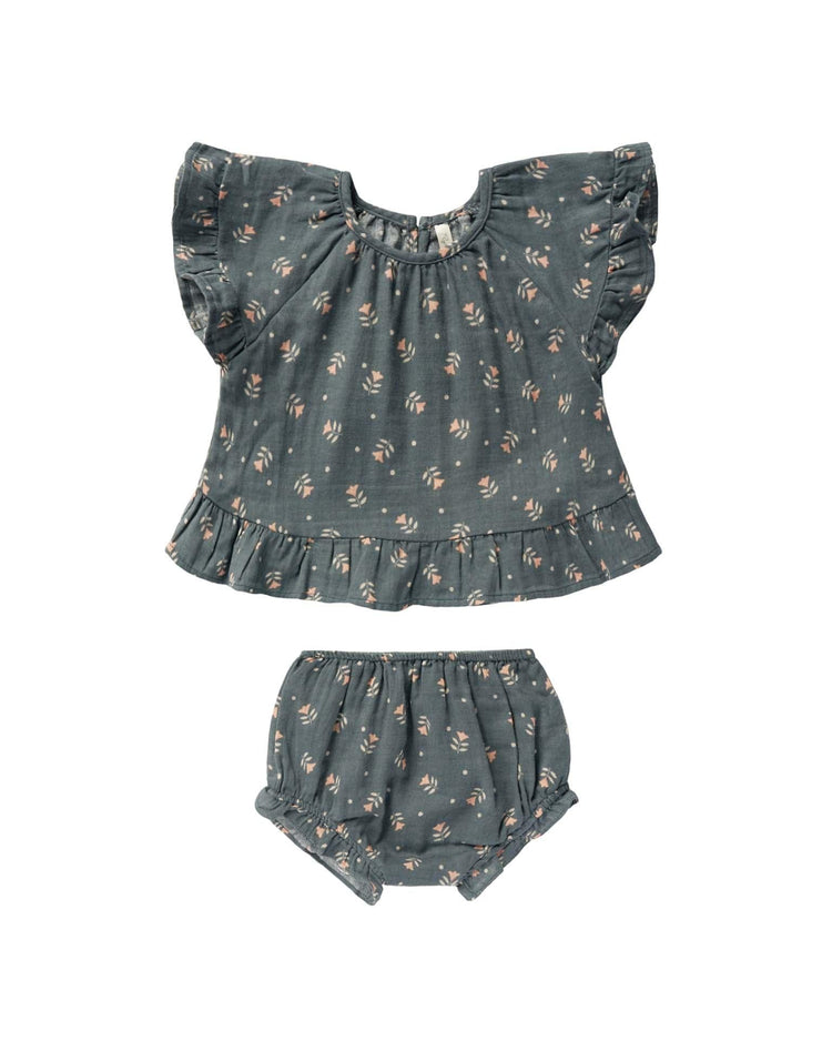 Little rylee + cru baby butterfly top + bloomer set in morning glory