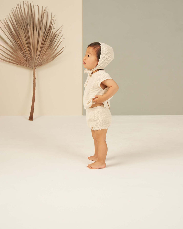 Little rylee + cru baby knit bonnet in natural