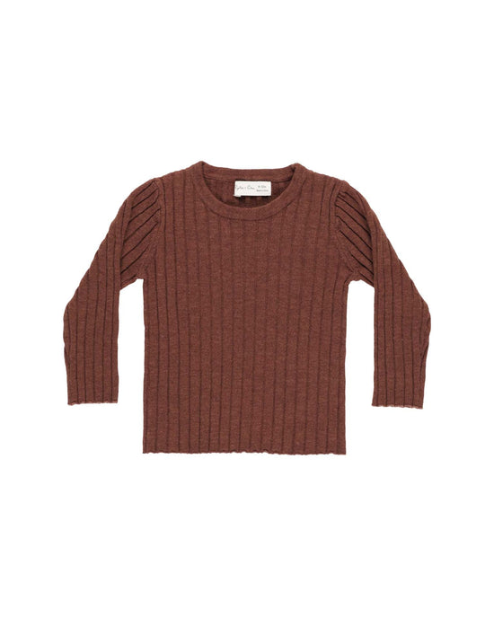 Little rylee + cru kids long sleeve knit top in brick
