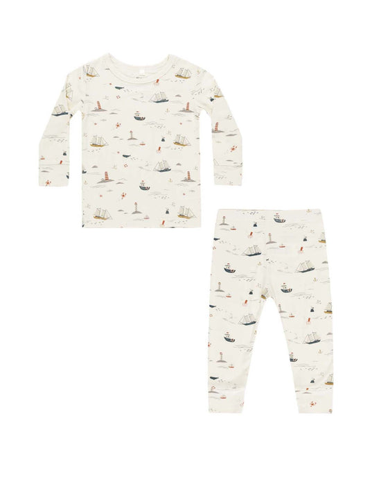 Little rylee + cru baby long sleeve pajamas in nautical