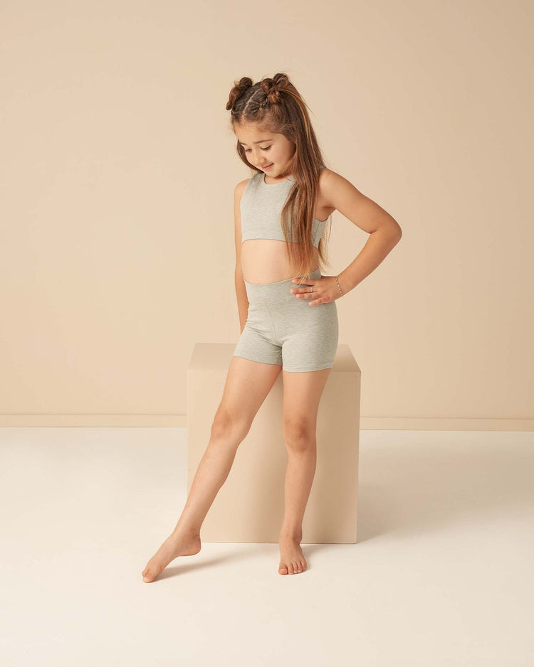 Little rylee + cru kids longline bra in heathered seafoam