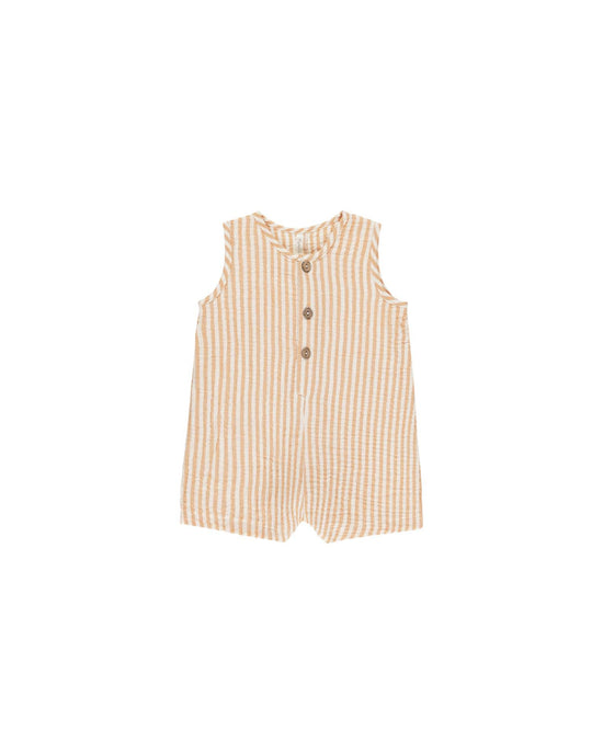 Little rylee + cru baby maverick romper in grapefruit stripe