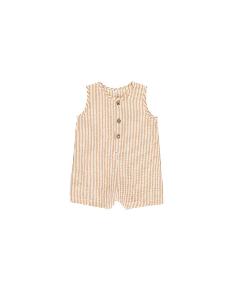 Little rylee + cru baby maverick romper in grapefruit stripe