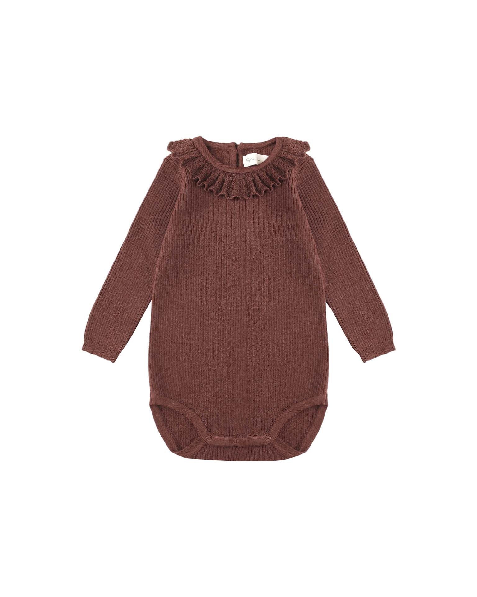Rylee + Cru Ruffle Collar Bodysuit in Natural