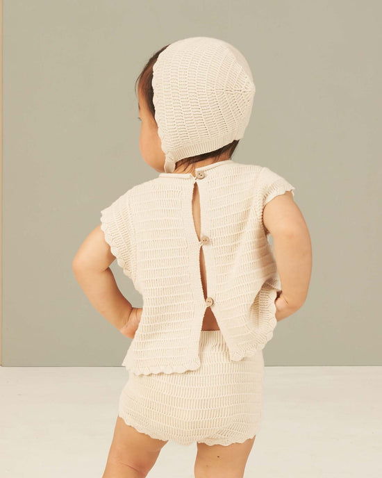 Little rylee + cru baby scallop knit baby set in natural